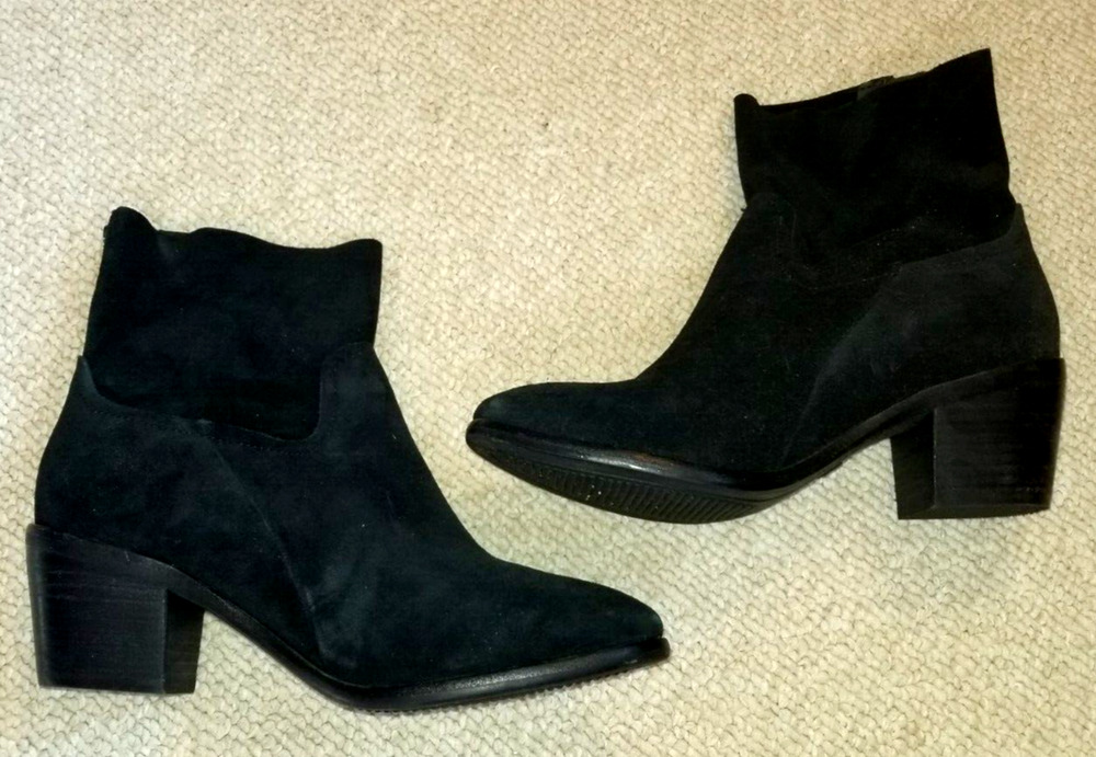Womens Boots-UGG-black suede "Breeda" waterproof ankle boots block 2" heel-9